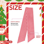 2 Pack Wreath Sash for Front Door Boxwood Wreath Sash Garland Front Door Porch Decor(White and Red Plaid)