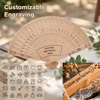 Personalized Handheld Fan Foldable Custom Fans for Wedding Guests Custom Wooden Fan Bulk with Engraved Text Tassel Yarn Bag Personalized Beach Wedding Fans Favors Gifts for Guests Friends (30)