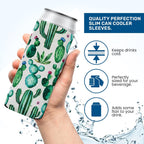 QualityPerfection Slim Can Coolers Sleeves (6 Units) Insulated, Beer/Energy Drink Premium Neoprene 4mm Thickness Thermocoolers for 12 oz Skinny Beverage Can Covers (Gulf of America)