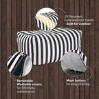 Jaxx Leon Outdoor Bean Bag Ottoman, Black & White Stripes