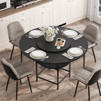 MAHANCRIS Round Dining Table for 4, Dinner Table with Storage Shelf, 47.2'' Dining Room Table, Circle Tables, Farmhouse Wood Kitchen Tables for Dining Room Living Room, Black DTBK12001