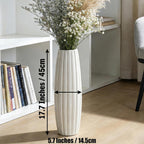 Large Floor Ceramic Vase 17.7 Inches Tall,White Modern Flower Tall Vases for Office, Home,Farmhouse,Living Room Décor,Simple Origami Design Fall Decorative Porcelain Flower Arrangement Vase Ideal Gift