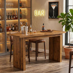Tribesigns 63" Solid Wood Bar Table, Long Counter Height Pub Table, Rectangular High Top Tables for Dining, Kitchen, Living Room, Entryway, Small Space, Easy to Assemble, Rustic Brown