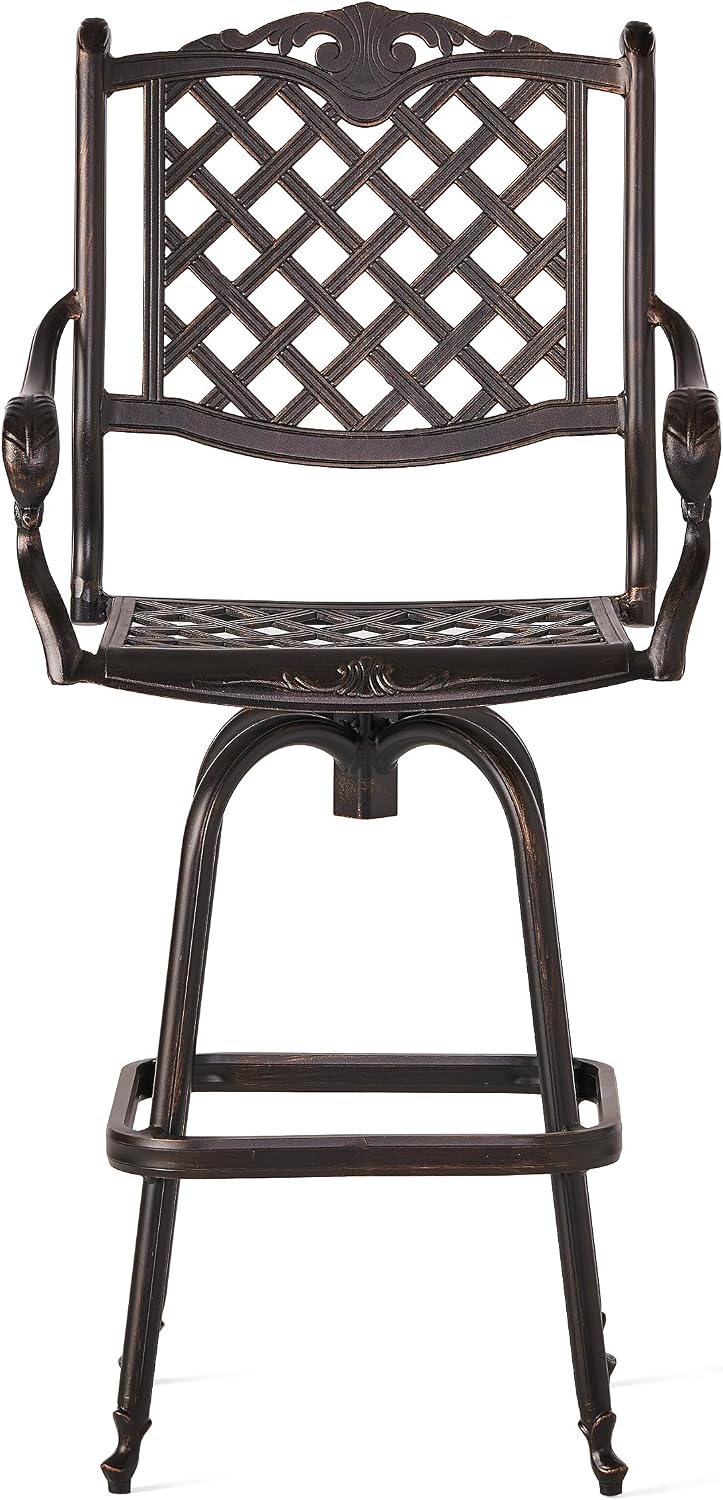 Christopher Knight Home Avon Outdoor Cast Aluminum Bar Stools, 2-Pcs Set, Shiny Copper