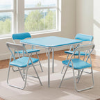 VECELO 24'' Kids Folding Activity Card Table, with Ultra Soft Padded Tabletop, 1 Piece, Blue & White