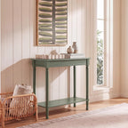 SAFAVIEH Furniture - Tinsley Rectangle Console Table - Dusty Green - Solid Wood - Farmhouse Turned-Leg Design - Ideal for Entryway, Living Room, Hallway, 28" W x 11.75" D x 28" H (CNS5724G)
