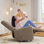 Garvee Nursery Recliner Chair, 360° Swivel Rocking Glider Chair for Adults with Adjustable Backrest & Footrest, Cozy Corduroy Upholstered Armchair for Living Rooms, Bedrooms, Apartments, Light Brown