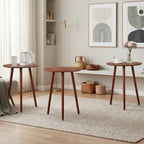 VECELO Round Side Table, Small End Table for Indoor Outdoor, Wooden Bedside Table with Non-Slip Foot Pads, 3-Legged Nightstand for Living Room Bedroom Bathroom, 20" x 20" x 23.8",Rustic Walnut