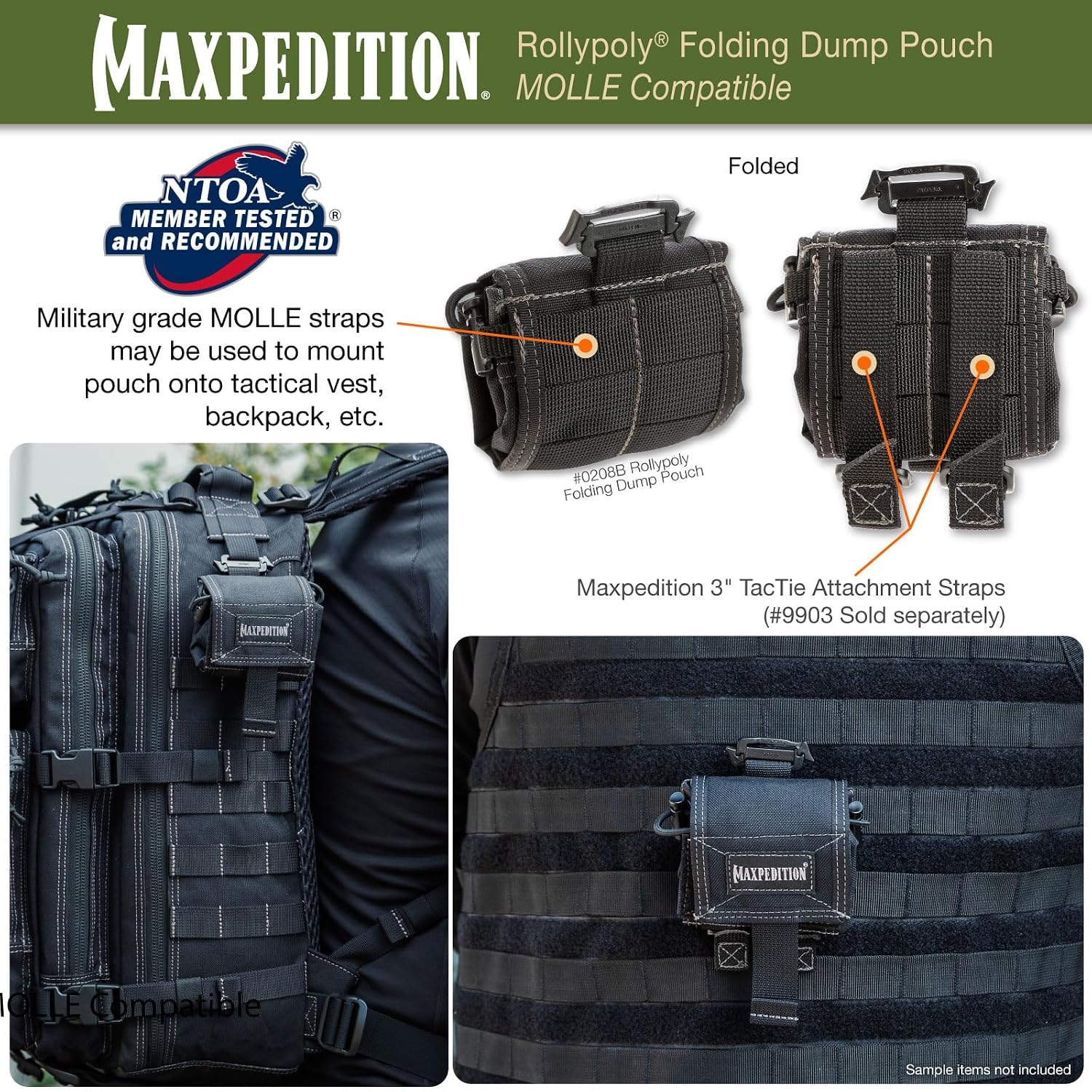 Maxpedition Rollypoly Folding Dump Pouch (Black) 9.4 inch