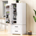 Farmhouse Kitchen Pantry Cabinet 71-Inch Tall Freestanding Pantry Storage Cabinet Cupboard with Adjustable Shelves for Kitchen Laundry Living Dining Room, White