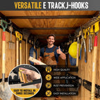 E Track Hooks Heavy Duty E Track J Hooks E-Type Track X Track Steel Hanger, Spring Fitting E Track Accessories for Enclosed Trailer (6in（02PCS）)
