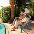 VINGLI Plastic Adirondack Chairs Set of 2, Folding with Cup Holder, Waterproof HDPE Material, Comfortable 380lb Weight Capacity for Outdoor Pool Patio Lounge Chair Lawn Furniture Firepit (Gray)