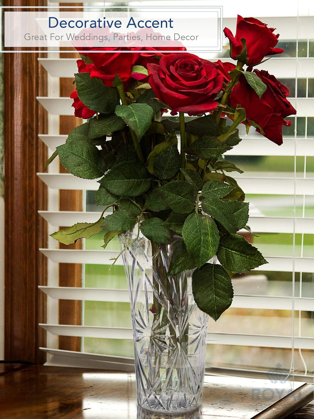 Royal Imports Flower Acrylic Vase Decorative Centerpiece for Home or Wedding Non-Breakable Plastic - 10" Tall, 6" Opening - Clear