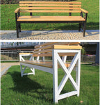 Outdoor Benches Weatherproof, Solid Wood Boards, Garden Benches, Suitable for Lawns, Terraces, Parks, and Residential Areas(White,100x40x85cm/39x16x33in)