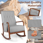 GOFLAME Nursery Rocking Chair with Ottoman, Upholstered Glider Rocker with Tufted High Backrest and Side Pocket, Modern Accent Chair with Footrest, Comfy Armchair for Living Room, Bedroom, Grey