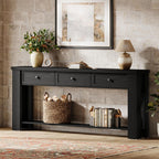 Tribesigns 70.9-Inch Long Console Table with 3 Drawers, Farmhouse Entryway Table with Storage, Rectangular Narrow Sofa Table Behind the Couch, Accent Table for Hallway, Living Room, Entry, Black