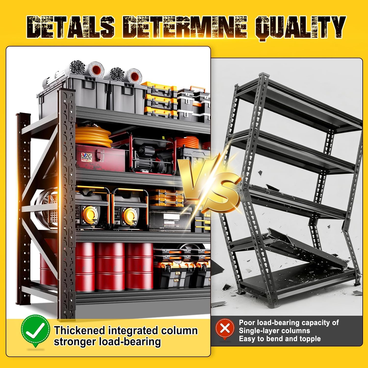 79"W Garage Shelving,8000lb Heavy Duty Storage Shelves,Industrial Metal Storage Shelving,Easy to install Standing Garage Shelf,4 Tier Adjustable Shelving Unit for Warehouse,Basement,74"H x 79"W x 24"D