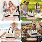 Mothers Day Gifts for Mom - Spacious Canvas Tote Bag for Women, Beautiful Floral Print New Mom Birthday Gifts, Sturdy Ties & Bottom Reusable Grocery Bags, Mama Gift for Shopping Beach Travel Work