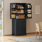 Gizoon 71" Tall Kitchen Pantry Cabinet with Doors and Adjustable Shelves, 5-Tier Multipurpose Pantry Storage Cabinet with Drawer Freestanding Organizer for Small Kitchen Bathroom Laundry Room, Black