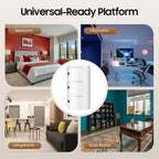 3-Tier Round Nightstand with Doors, Modern White ABS Bedside Table with Storage Drawers, Round Side Table for Bedroom, Living Room, 12.5" Diameter x 22.8" High