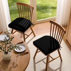 downluxe Chair Cushions for Dining Chairs, Memory Foam Linen Kitchen Chair Pads with Ties, Waterproof, Stain-Resistant and Washable Cover, 17" x 16" x 2.5", Black, 4 Pack