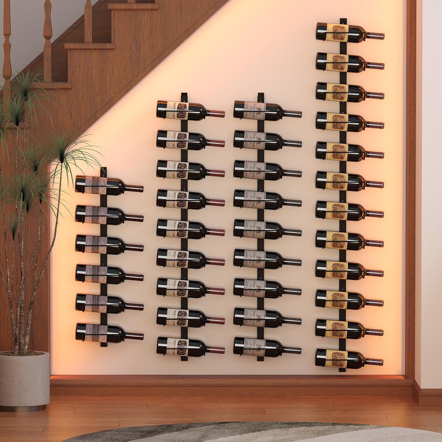 Sonyabecca 3 Pack 12 Bottle Wall Wine Rack, DIY Wine Rack Wall Mounted, Wall Mounted Wine Rack,Display Holder Used as One or Four, for Kitchen, Dining Room, Bar, Wine Cellar