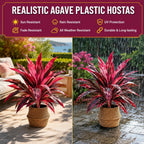 Artificial Tropical Plant UV Resistant Large Faux Plants Outdoor Fake Boston Ferns Potted Plants Realistic Agave Plastic Hostas Greenery Patio Outside Shrubs Flower Grass Front Porch Decor (2 PCS)