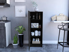 16.9" D*12.3" W*47" H Corner Freestanding Storage Cabinet with 3 Shelves, Single Door, Rectangular Kitchen Pantry, Traditional, for Living Room, Dining Room, Black