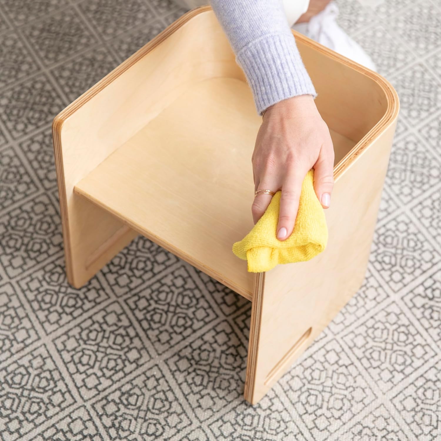 ECR4Kids Bentwood Multipurpose Toddler Cube Chair, Montessori Furniture, Natural
