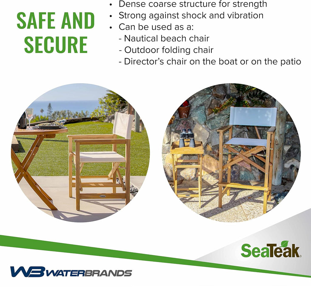 SeaTeak Director's Chair | with DURASLING Fabric Seat Cover | Foldable Director’s Chair
