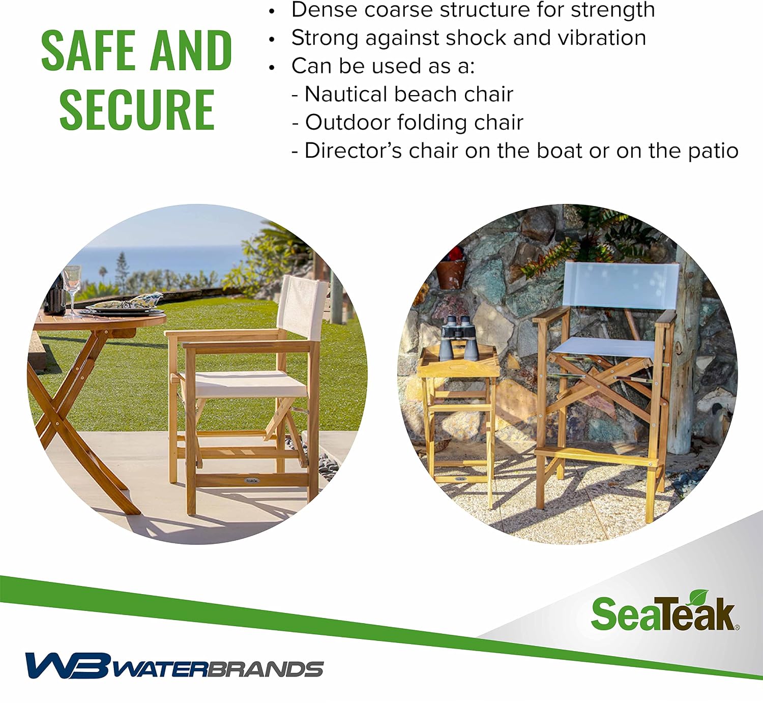 SeaTeak Director's Chair | with DURASLING Fabric Seat Cover | Foldable Director’s Chair