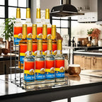 12 Bottles Coffee Syrup Rack Organizer, Coffee Syrup Stand Holder, 3 Tier Coffee Syrup Organizer for Coffee Bar Station, Wine Rack for Countertop, Bottle Display Shelf for Cocktail, Dressing