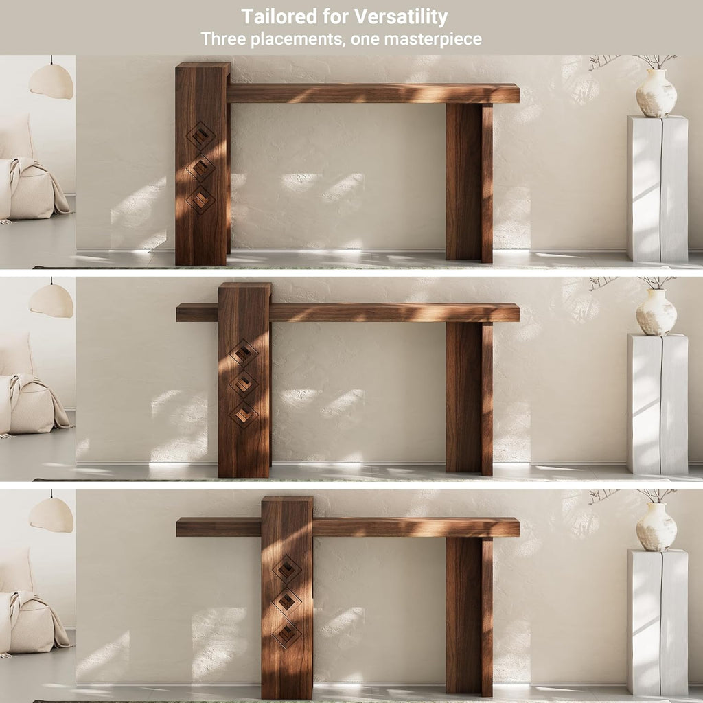 S.E.C.D Modern Console Table for Entryway, 63-Inch Floating Visual Entrance Sofa Table, Wood Hall Table for Living Room, Foyer, Hallway, Walnut