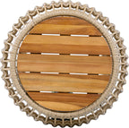 ø21.26'' Boho Side Table Wicker End Table for Living Room Outdoor & Indoor, Wood Tabletop & Wicker Baese, Modern Retro Farmhouse Style, No Assembly, Light Brown