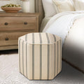 Martha Stewart Ellen Accent Ottoman - Solid Wood Frame, Soft Fabric, Hexagonal Small Stool Chair - Modern Foam Padded Top Footstool Living Room Furniture Natural, 18" W x 18" D x 16" H, Natural