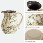Green and Beige Vintage Vase with Handle,Retro Chinoiserie Vase,Farmhouse Antique Decorative Ceramic Vases for Home Decor,Living Room, Bookshelf, Office, Grand Millennial Decor(H8.05 Inch)