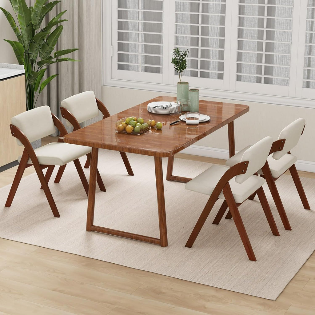Byroce Folding Dining Chairs Set of 2, Non-Assembly Wood Kitchen Chairs with Upholstered Seat & Backrest, Portable Farmhouse Accent Furniture for Party, Wedding, Home Office, Walnut (1)