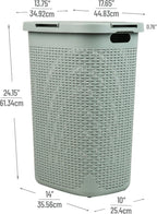 Mind Reader Slim Laundry Hamper with Lid, 60L Tall Clothes Basket, Narrow Tapered Design for Bathrooms, Closets and Laundry Rooms, Plastic, Mint