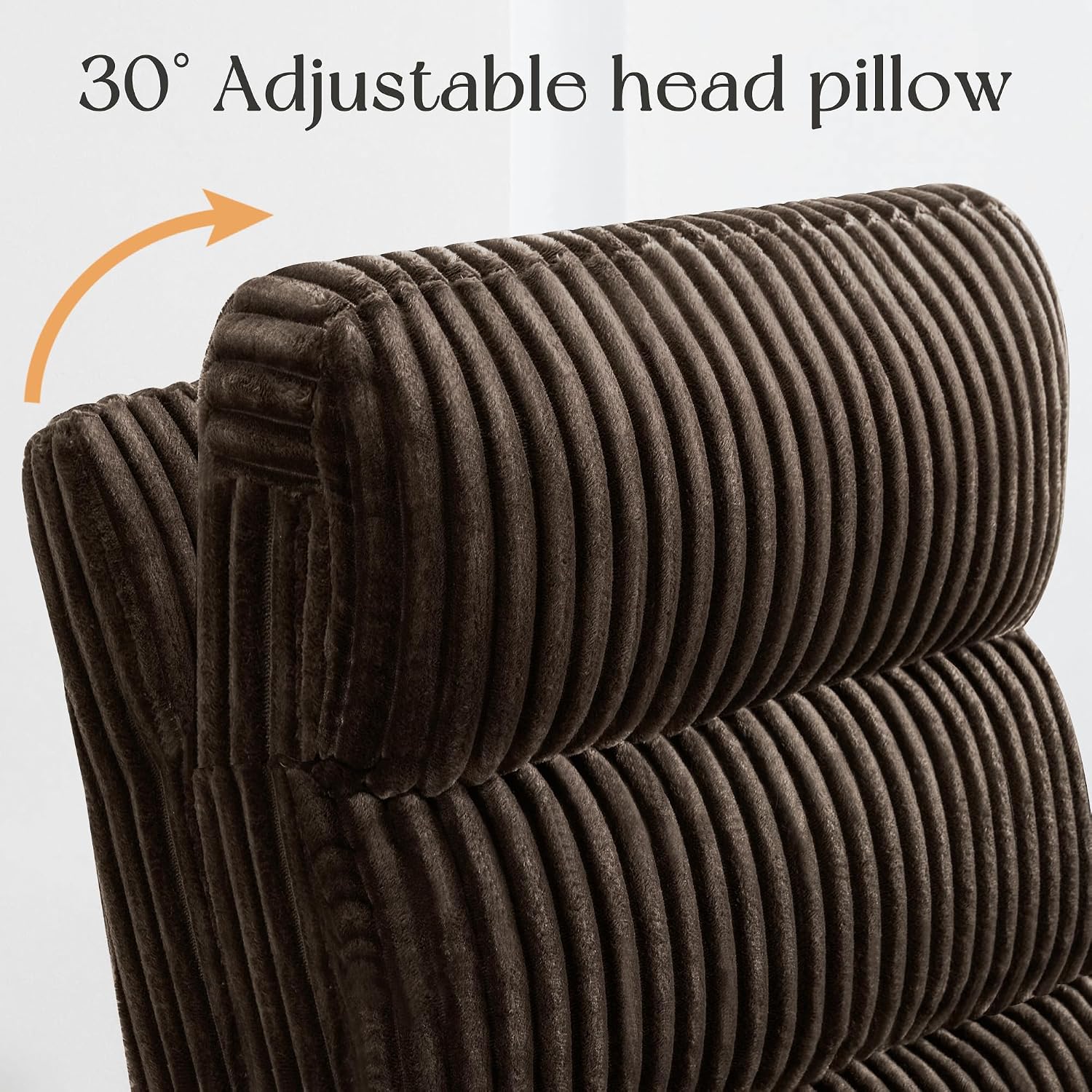 SUNWAVE 40" Oversized Power Nursery Rocking Recliner Barrel Chair, Swivel Nursing Chair with Electric Headrest & Anti-Pinch, Lay-Flat Corduroy Rocking Chair Nursery with USB/Type-C