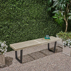 Outdoor Bench Seat, Metal and Solid Wood Garden Bench, Patio Bench, Park Bench for Porch Backyard Deck Lawn Garden Yard Outdoor Seating