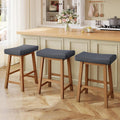 Yaheetech 24 Inch Counter Height Bar Stools Set of 3, Backless Saddle Stool Chair for Kitchen Counter Island with Footrests for Dining Room Small Space, Dark Gray