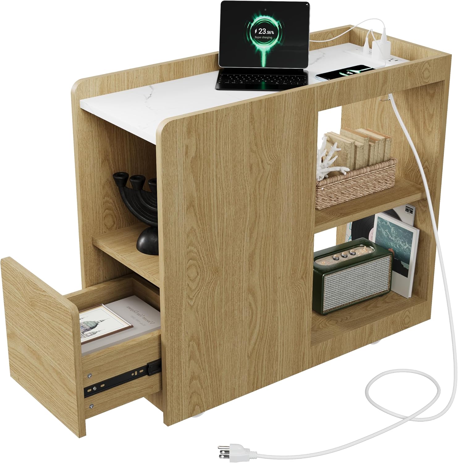 GAOMON Side Table with Wheels