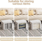 FHSQX 8 Pack Clothes Storage Bins - Foldable Storage Bins for Clothes Fabric Storage Box with Metal Frame (Cream White, 19.7x15.7x13.8 inch)