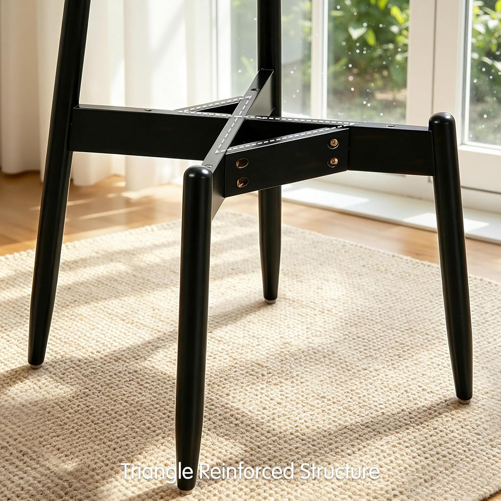 SUBRTEX Dining Chairs Set of 4,Upholstered Dining Room Chairs with Curved Backrest & Solid Wood Legs, Mid Century Modern Farmhouse Kitchen Chairs, Cream & Black Legs