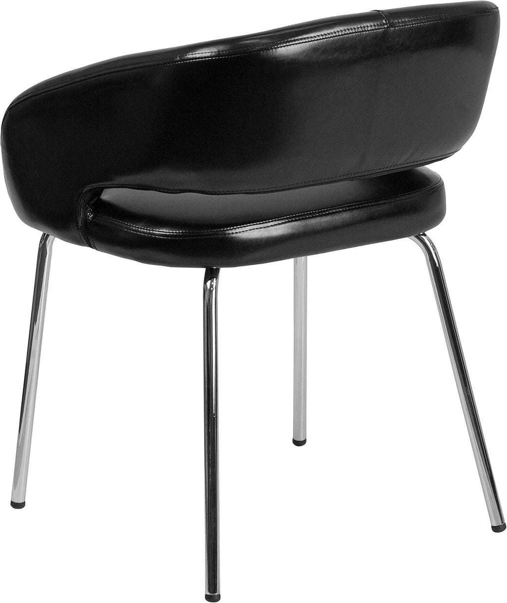 EMMA + OLIVER Contemporary Black LeatherSoft Side Reception Chair with Chrome Legs