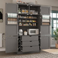 Ball & Cast 80″Tall Freestanding Kitchen Pantry Cabinet with 2 Power Outlets & 3 Large Drawers,41" W Versatile Farmhouse Pantry Storage Cabinet w/Adjustable Shelves and Door Shelves,for Kitchen, Grey