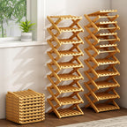 Bamboo Foldable Shoe Rack, 9 Tier Portable Shoe Storage Rack, Multi Functional Narrow Vertical Shoe Racks, Shoe Shelf for Entryway, Corner, Bedroom, Hallway, Balconies, Small Space