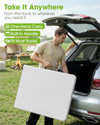 Pureegg 6FT Folding Table - No Assembly Required, Versatile Dining Table with Carrying Handle & Tabletop Safety Lock, Portable Foldable Table for Party, Craft, Camping, Picnic, White