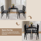 5-Piece Dining Table Set for 4, Kitchen Table Set with 1.6" Thick Tabletop,Space-Saving Rectangular Dining Room Kitchen Table Chair Set for Small Space,Dinette,Apartment,Rustic Black