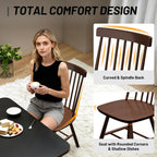 AreShark Brown Dining Chairs Set of 6, Farmhouse Wooden Windsor Dining Room Chairs, Solid Wood Spindle Back Kitchen Chairs